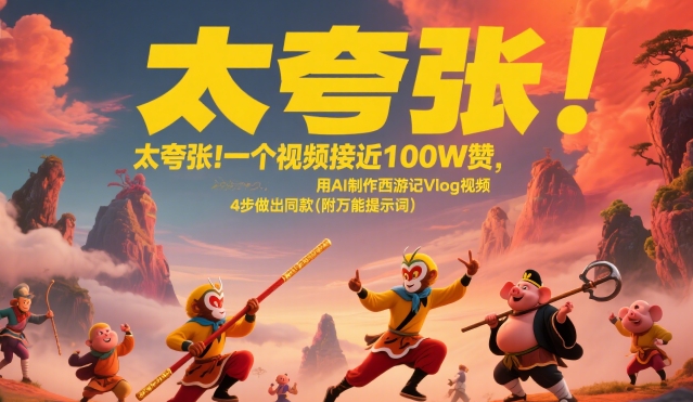 太夸张！一个视频接近100W赞，用AI制作西游记Vlog视频，全流程拆解来了(附万能提示词)-yicbd