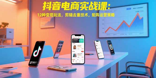 抖音电商实战课：12种变现玩法，剪辑去重技术，矩阵运营策略-yicbd