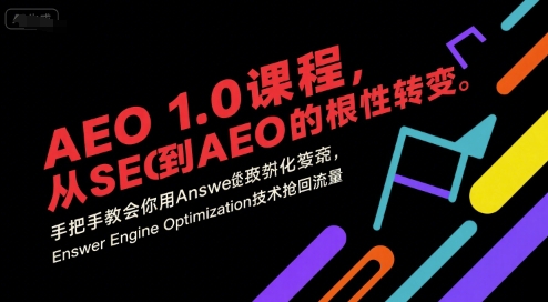 AEO 1.0 课程，从SEO到AE0的基命性转变，手把手教会你用AnswerEngineOptimization技术抢回流量-yicbd