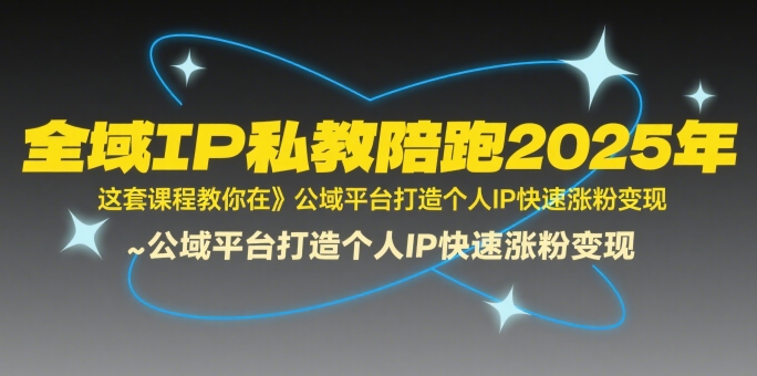 全域IP私教陪跑2025年，这套课程教你在​公域平台打造个人IP快速涨粉变现-yicbd