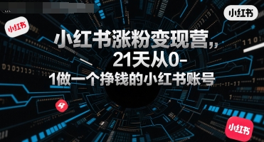 小红书涨粉变现营，21天从0-1做一个挣钱的小红书账号-yicbd