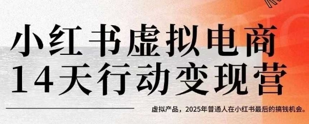 小红书虚拟电商14天变现训练营，虚拟产品，2025年普通人在小红书最后的搞钱机会-yicbd