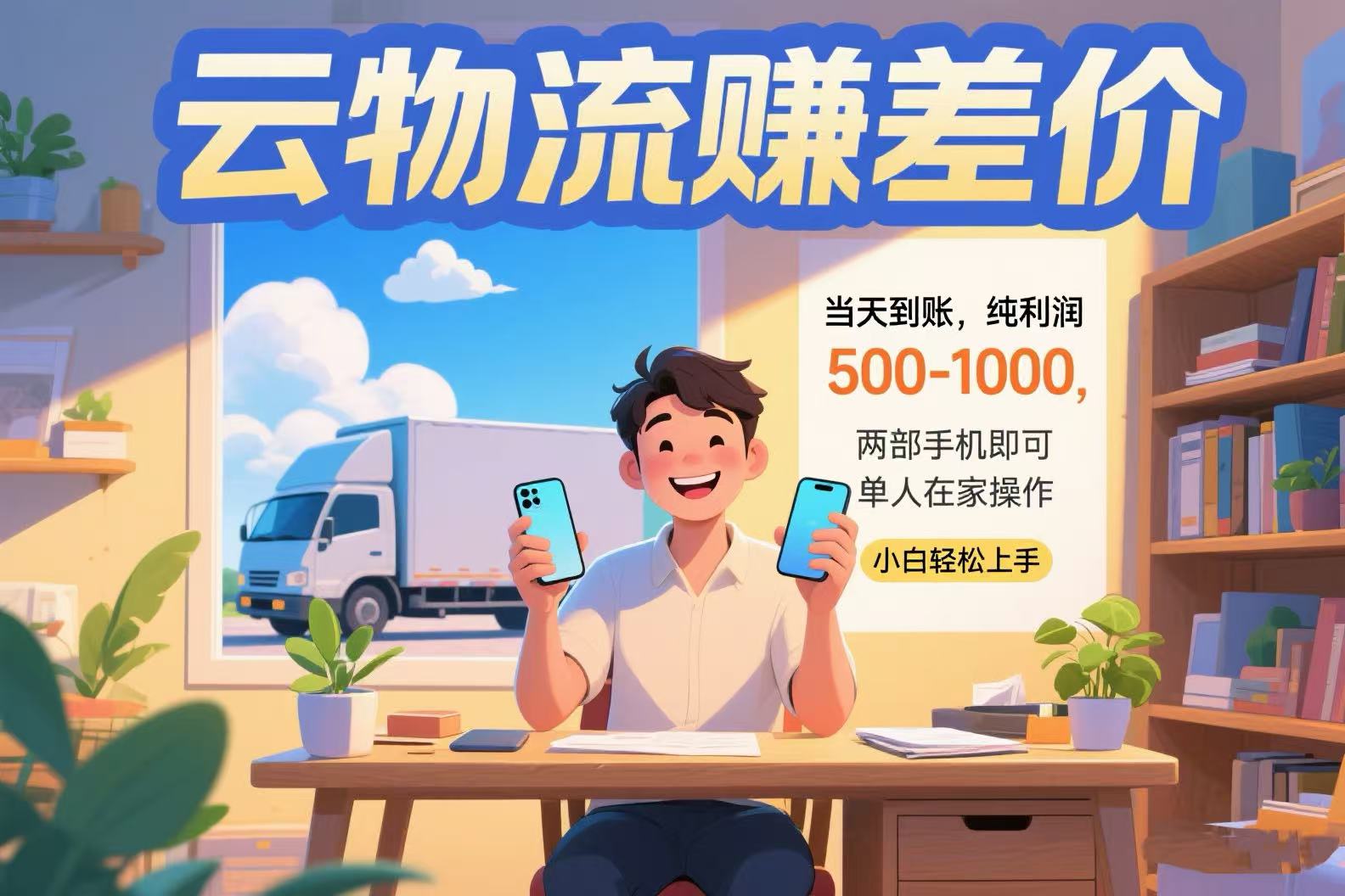 云物流赚差价 当天到账纯利润500-1000 两部手机即可 可单人在家操作 小…-yicbd