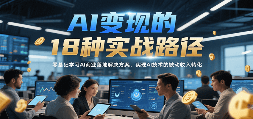 AI变现的18种实战路径，零基础学习AI商业落地解决方案，实现AI技术的被动收入转化-yicbd
