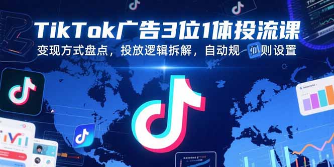TikTok广告3位1体投流课，变现方式盘点，投放逻辑拆解，自动规则设置-yicbd
