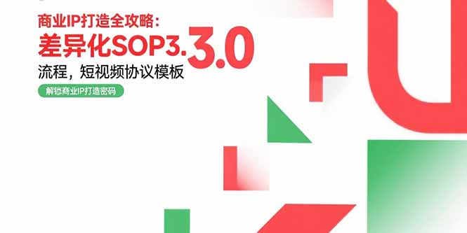 商业IP打造全攻略：差异化SOP3.0流程，短视频协议模板，婚恋项目实战案例-yicbd