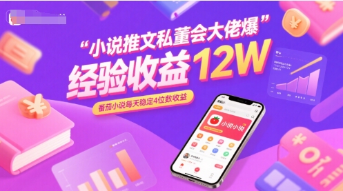 小说推文私董会大佬爆单经验分享收益12W，番茄小说每天稳定4位数收益-yicbd