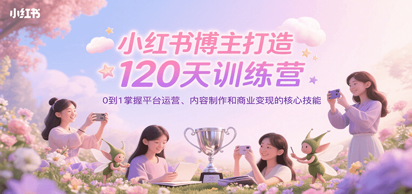 小红书博主打造120天训练营，0到1掌握平台运营、内容制作和商业变现-yicbd