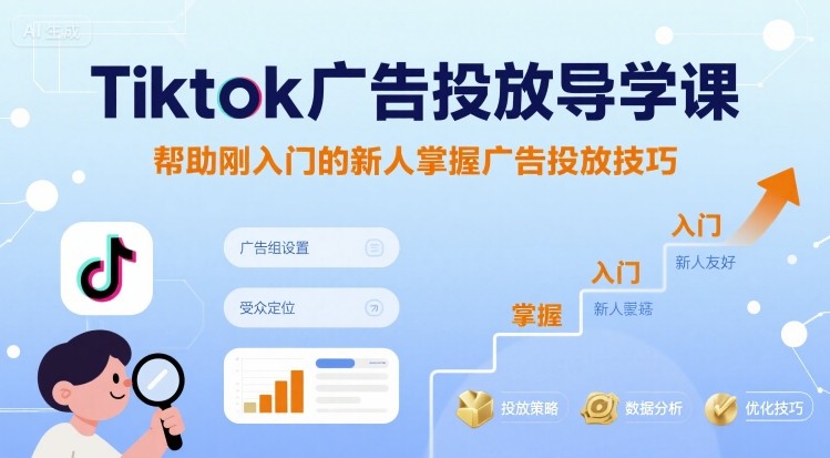 Tiktok广告投放导学课，帮助刚入门的新人掌握广告投放技巧-yicbd