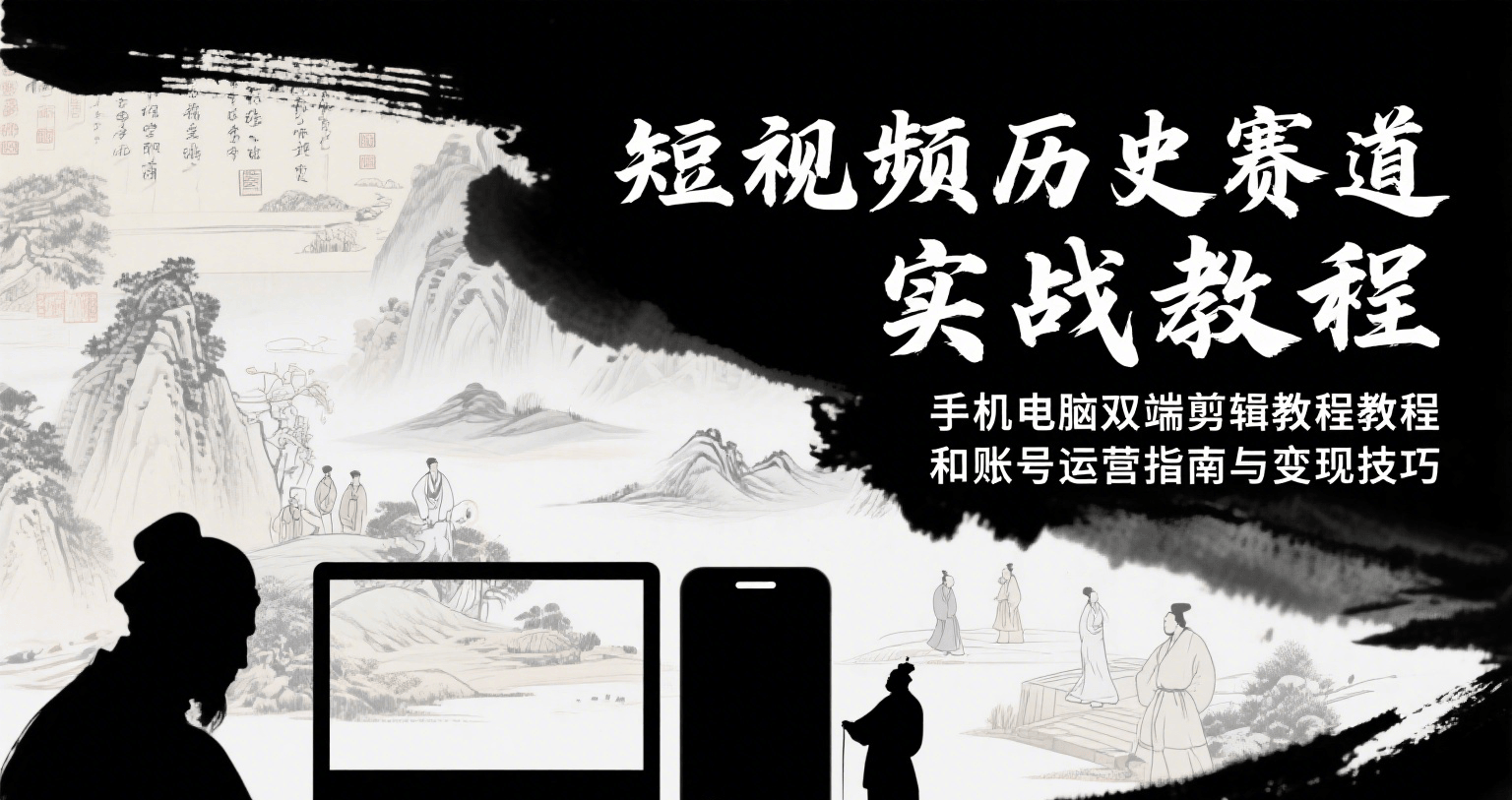 短视频历史赛道实战教程，手机电脑双端剪辑教程和账号运营指南与变现技巧-yicbd