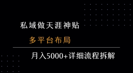 私域做天涯神贴 多平台布局 月入5k+详细流程拆解-yicbd