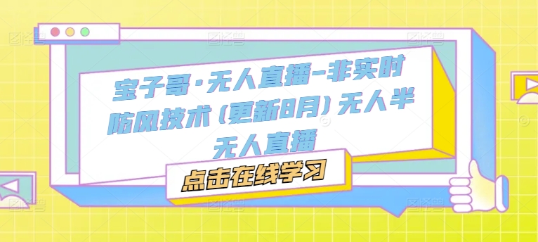 宝子哥·无人直播-非实时防风技术(更新25年7月)无人半无人直播-yicbd