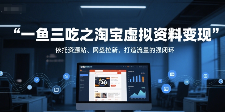 一鱼三吃之淘宝虚拟资料变现，依托资源站、网盘拉新，打造流量的强闭环-yicbd
