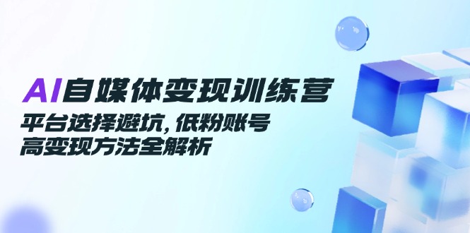 AI自媒体变现训练营，平台选择避坑，低粉账号高变现方法全解析-yicbd