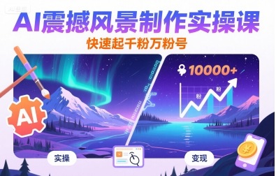 AI震撼风景制作实操课，快速起千粉万粉号-yicbd