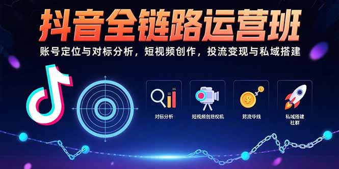 抖音全链路运营班：账号定位与对标分析，短视频创作，投流变现与私域搭建-yicbd