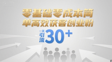 零基础零成本简单高效获客创业粉，一天引流30+-yicbd