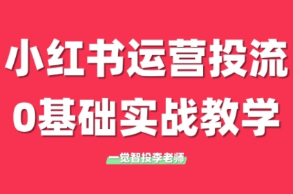 李老师·小红书运营投流，0基础实战教学(更新)-yicbd