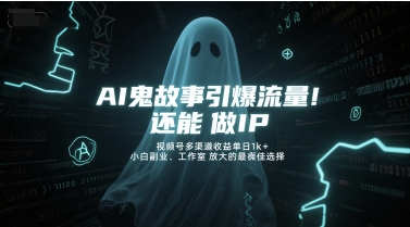 AI鬼故事引爆流量，还能做IP，视频号多渠道收益单日1k+，小白副业、工作室放大的最佳选择-yicbd