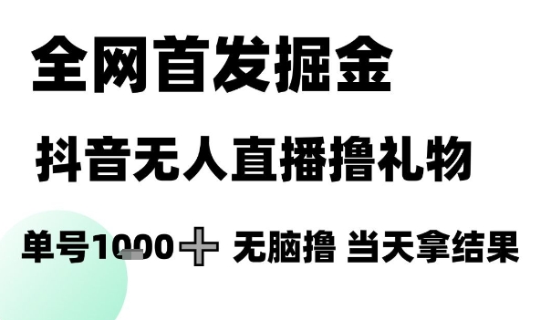 全网首发掘金抖音无人直播撸礼物，单号1k +无脑撸，当天拿结果【揭秘】-yicbd