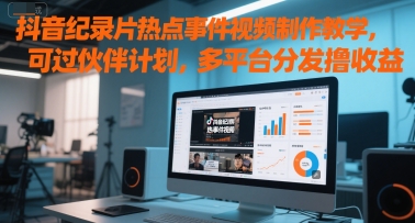 抖音纪录片热点事件视频制作教学，可过伙伴计划，多平台分发撸收益-yicbd