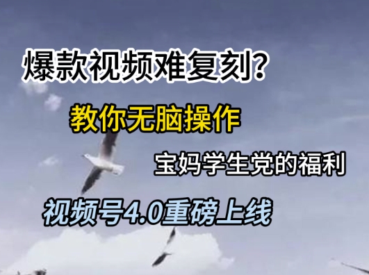视频号4.0重磅上线，爆款视频难复刻？教你无脑操作宝妈学生党的福利【揭秘】-yicbd