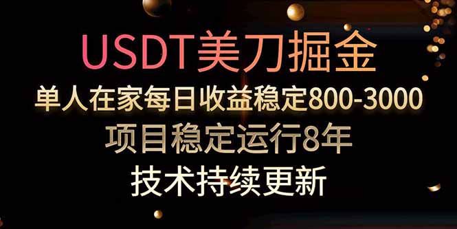 USDT美刀掘金，单人每日收益800-3000，稳定运行8年-yicbd