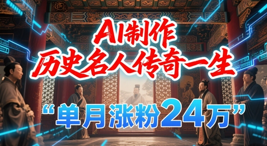 暴力起号！用AI制作历史名人传奇一生，单月涨粉24W，涨粉+变现赛道黑马来了-yicbd