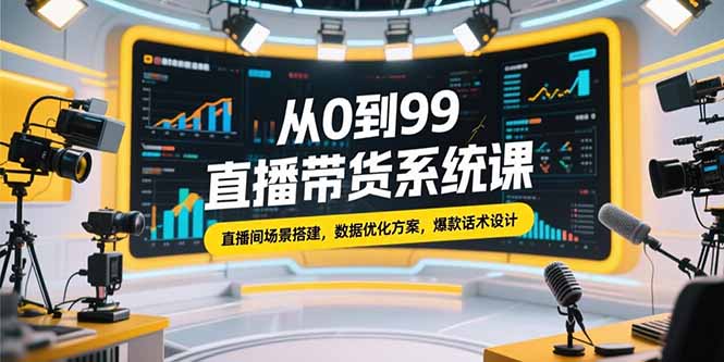 从0到99直播带货系统课，直播间场景搭建，数据优化方案，爆款话术设计-yicbd