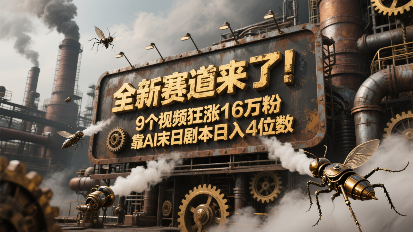全新赛道来了！9个视频狂涨16万粉，靠AI末日剧本日入4位数，评论区爆肝追更！-yicbd