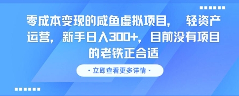 零成本变现的咸鱼虚拟项目， 轻资产运营，新手日入3张+，目前没有项目的老铁正合适-yicbd