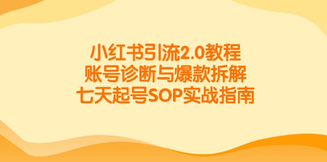 小红书引流2.0教程，账号诊断与爆款拆解，七天起号SOP实战指南-yicbd