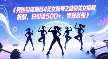 男粉引流项目4美女账号之健身美女拆解，日引流500+，变现多张-yicbd