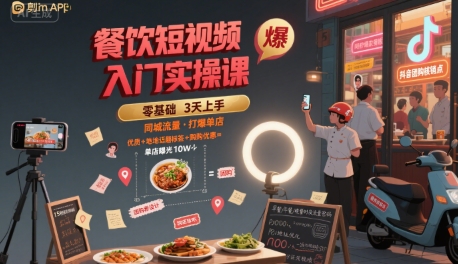 餐饮短视频入门实操课，引爆同城流量，打爆单店-yicbd