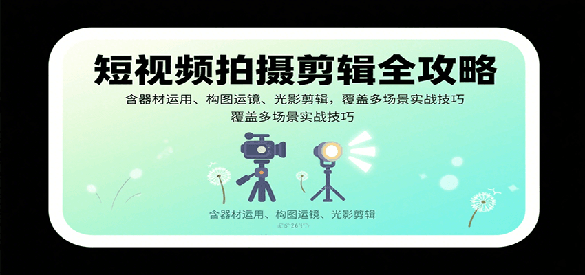 短视频拍摄剪辑全攻略：含器材运用、构图运镜、光影剪辑，覆盖多场景实战技巧-yicbd