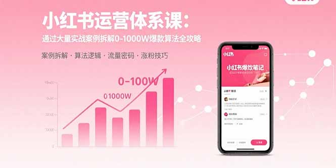 小红书运营体系课：通过大量实战案例拆解0-1000W爆款算法全攻略-yicbd