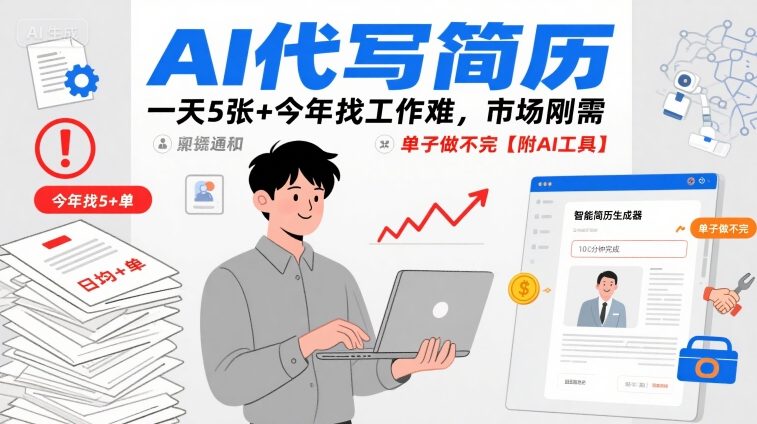 AI代写简历，一天5张+今年找工作难，市场刚需，单子做不完【附AI工具】-yicbd
