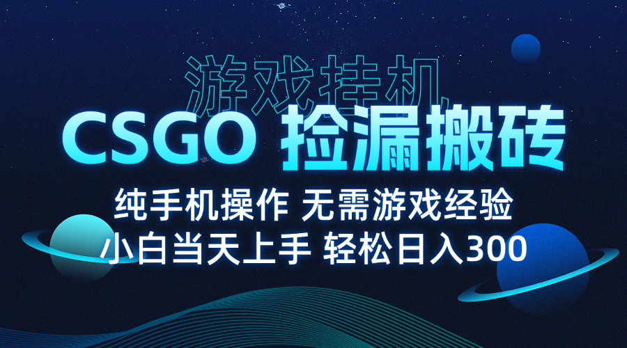 8月最新游戏搬砖，CSGO纯挂机，不需要玩游戏，实现真挂机，月入1W+-yicbd