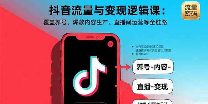抖音流量与变现逻辑课：覆盖养号、爆款内容生产、直播间运营等全链路-yicbd