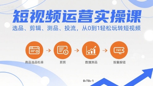 短视频运营实操课，选品、剪辑、测品、投流，从0到1轻松玩转短视频-yicbd