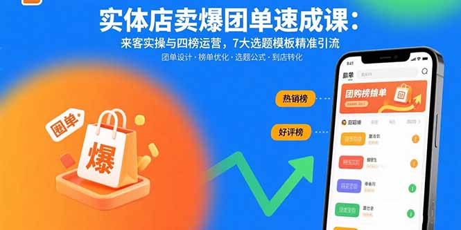 实体店卖爆团单速成课：来客实操与四榜运营，7大选题模板精准引流-yicbd