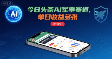 今日头条AI军事赛道，单日收益多张 ，手机可做【附指令】-yicbd