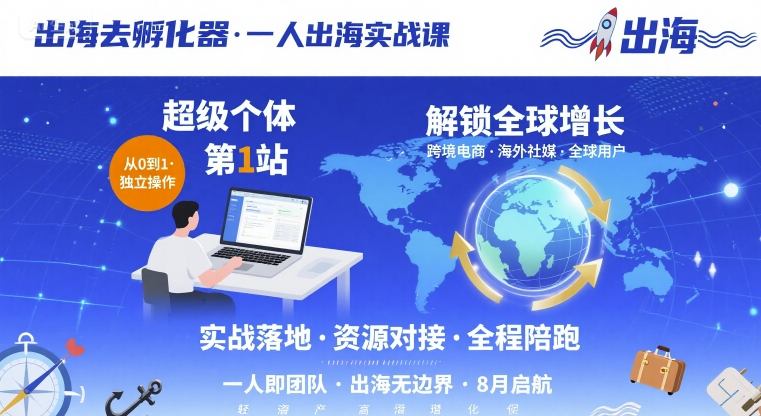 出海去孵化器，一人出海实战课，​超级个体第1站，解锁全球增长-yicbd