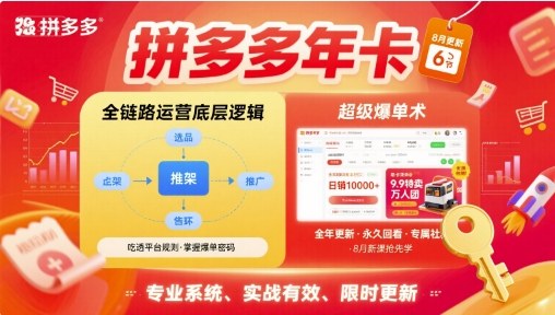 拼多多年卡【8月更新6节】拼多多全链路运营底层逻辑，超级爆单术-yicbd