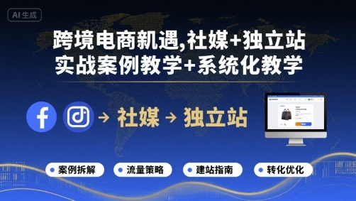 跨境电商新机遇，社媒+独立站，实战案例教学+系统化教学-yicbd