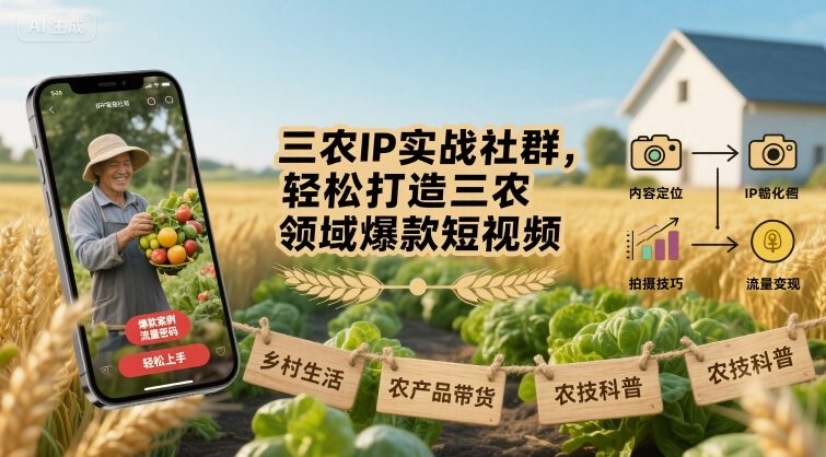 三农IP实战社群，轻松打造三农领域爆款短视频-yicbd