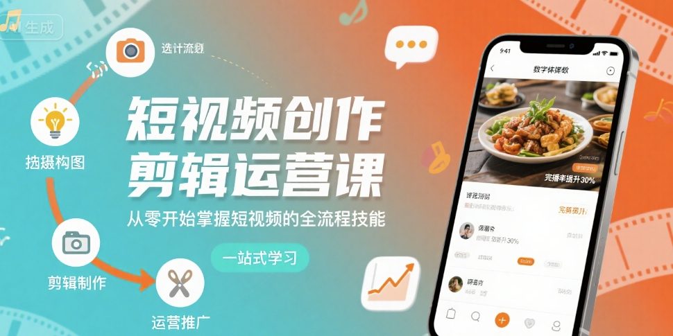 短视频创作剪辑运营课，从零开始掌握短视频的全流程技能-yicbd