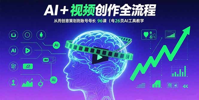 AI+短视频创作全流程：从创意策划到账号增长，96节课(含26项AI工具教学-yicbd