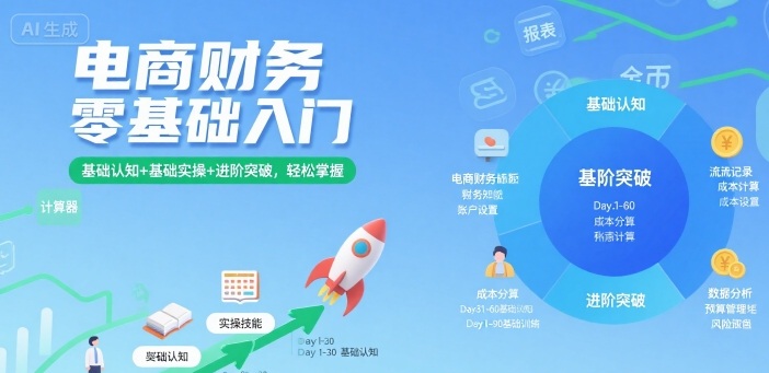 电商财务零基础入门，基础认知+基础实操+进阶突破，轻松掌握-yicbd