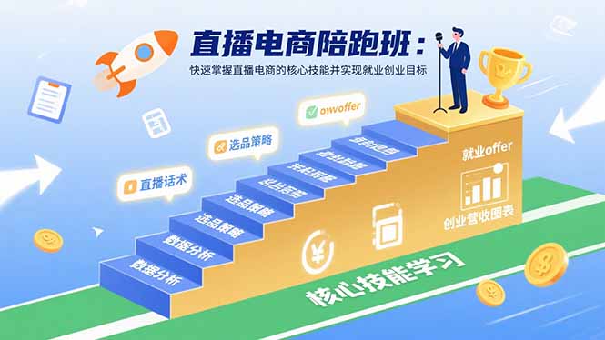 直播电商陪跑班：快速掌握直播电商的核心技能并实现就业/创业目标-yicbd